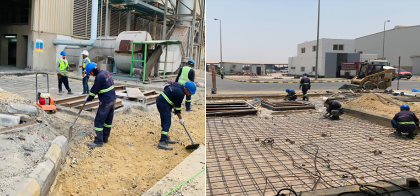 Concrete Road Construction with Manholes and Asphalt Overlay